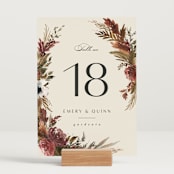 "poetique" - Table Numbers in Autumn by Kate Ahn - Displayed (stand not included)