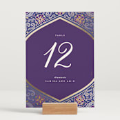 "Whole New World from Disney's Aladdin" - Table Numbers in Aubergine by Creo Study - Displayed (stand not included)
