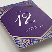 "Whole New World from Disney's Aladdin" - Table Numbers in Aubergine by Creo Study - Detail