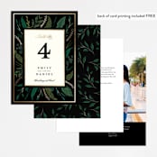"Emerald Leaves" - Table Numbers in Midnight by Susan Moyal - Back of Card Options