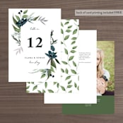 "Soft Greenery" - Table Numbers in Twilight by Susan Moyal - Back of Card Options