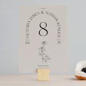 "Floral Type Arch" - Table Numbers in Linen by Baumbirdy - Front