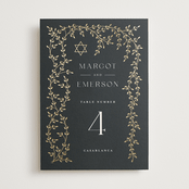 "Beautiful Chuppah" - Table Numbers in Midnight by Ana de Sousa - Front