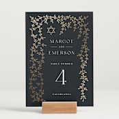 "Beautiful Chuppah" - Table Numbers in Midnight by Ana de Sousa - Displayed (stand not included)