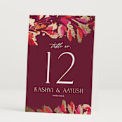 "Bright abstract" - Table Numbers in Sangria by Jessica Corliss - Folded