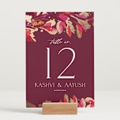 "Bright abstract" - Table Numbers in Sangria by Jessica Corliss - Displayed (stand not included)