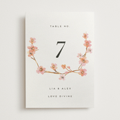 "Love Blossom" - Table Numbers in Blush by Petra Kern - Front