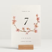 "Love Blossom" - Table Numbers in Blush by Petra Kern - Displayed (stand not included)