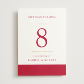 "Double Peony" - Table Numbers in Ruby by Janean Hinger - Front