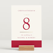 "Double Peony" - Table Numbers in Ruby by Janean Hinger - Displayed (stand not included)