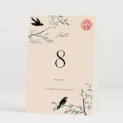 "LOVEBIRDS" - Table Numbers in Cream by Elly - Folded
