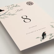 "LOVEBIRDS" - Table Numbers in Cream by Elly - Detail