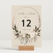 "Botanical Edge" - Table Numbers in Latte by Susan Moyal - Displayed (stand not included)