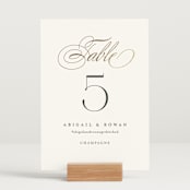 "Initialed" - Table Numbers in Chantilly by Jessica Williams - Displayed (stand not included)