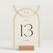"Curves" - Table Numbers in Chiffon by Amy Payne - Displayed (stand not included)