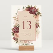"Romantic Frame" - Table Numbers in Peony by Wildfield Paper Co - Displayed (stand not included)