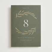 "Leaves" - Table Numbers in Moss by Kelly Schmidt - Front