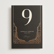 "Geometric Deco" - Table Numbers in Midnight by GeekInk Design - Front