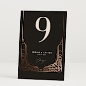 "Geometric Deco" - Table Numbers in Midnight by GeekInk Design - Folded