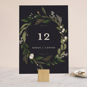 "Greenery Crown" - Table Numbers in Navy by Susan Moyal - Front