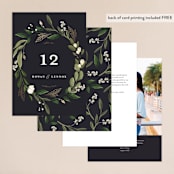 "Greenery Crown" - Table Numbers in Navy by Susan Moyal - Back of Card Options