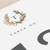 "laurel monogram" - Table Numbers in Cotton by Stacey Meacham - Detail