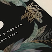 "Shades of Green" - Table Numbers in Midnight by Susan Moyal - Detail