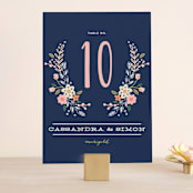 "Wildflower Crest" - Table Numbers in Navy by Alethea and Ruth - Front