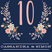 "Wildflower Crest" - Table Numbers in Navy by Alethea and Ruth - Detail
