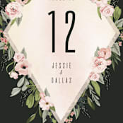 "Diamond Blush" - Table Numbers in Rose by Susan Moyal - Detail
