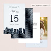 "Big City - Boston" - Table Numbers in Pale Blue by Hooray Creative - Back of Card Options
