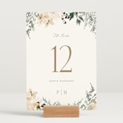 "Sprigs of Joy" - Table Numbers in Pearl by Leah Bisch - Displayed (stand not included)