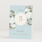 "Hydrangea Garden" - Table Numbers in Sky by Susan Zinader - Folded
