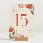 "Giardino" - Table Numbers in Saffron by Vera Lim - Displayed (stand not included)