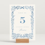 "Royal" - Table Numbers in Cobalt by Petra Kern - Displayed (stand not included)