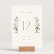 "delicate buds" - Table Numbers in Olive by Jennifer Wick - Displayed (stand not included)