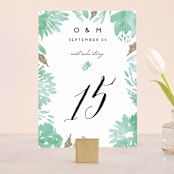 "Watercolor Delight" - Table Numbers in Aqua by Petra Kern - Front