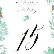 "Watercolor Delight" - Table Numbers in Aqua by Petra Kern - Detail