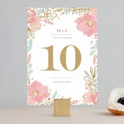 "Floral Vignette" - Table Numbers in Brass by Kristen Smith - Front