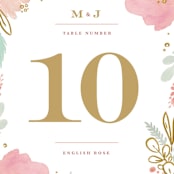 "Floral Vignette" - Table Numbers in Brass by Kristen Smith - Detail
