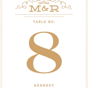 "Ornate Monogram" - Table Numbers in Faux Gold by Kristen Smith - Detail