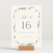 "Wistful" - Table Numbers in Mist by Everett Paper Goods - Displayed (stand not included)