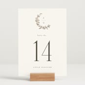 "Daphne" - Table Numbers in Sephia by Itsy Belle Studio - Displayed (stand not included)