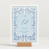 "Porcelain Floral" - Table Numbers in Porcelain by Elly - Displayed (stand not included)