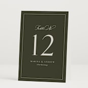 "refined" - Table Numbers in Deep Olive by Nicole Walsh - Folded
