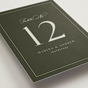 "refined" - Table Numbers in Deep Olive by Nicole Walsh - Detail