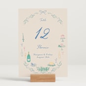 "Dining" - Table Numbers in Pastel by Elly - Displayed (stand not included)