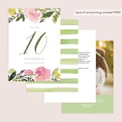 "Watercolor Floral" - Table Numbers in Olive by Yao Cheng Design - Back of Card Options
