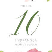 "Watercolor Floral" - Table Numbers in Olive by Yao Cheng Design - Detail
