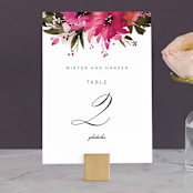 "Peeking Florals" - Table Numbers in Fuchsia by Lori Wemple - Front